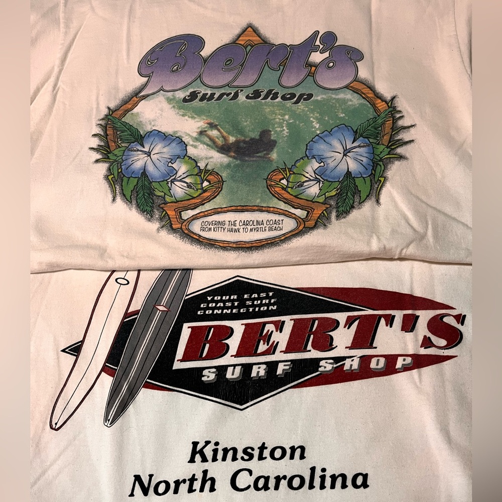 2 Vintage 1997 Bert’s Surf Shop tee shirts